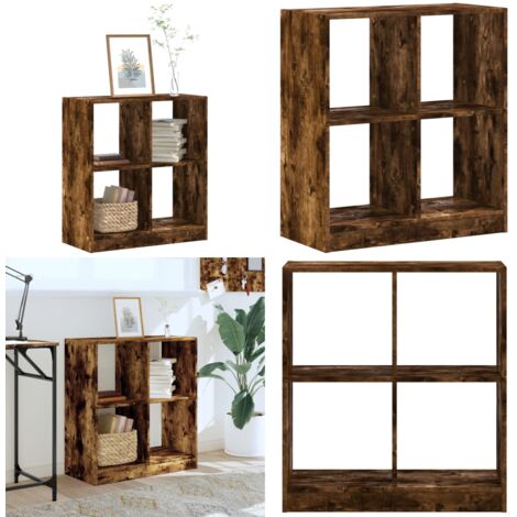 Libreria Rovere Fumo 68,5x32x75 cm in Legno Multistrato - Scaffale in legno - Libreria multistrato