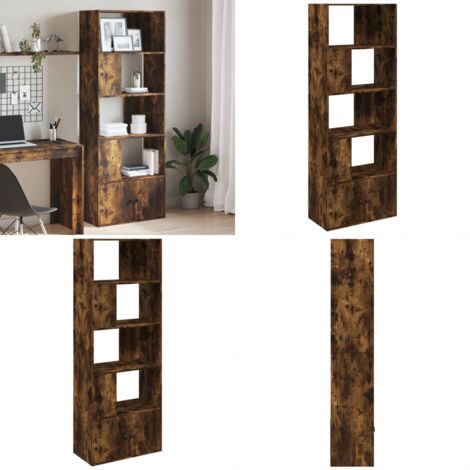Libreria Rovere Fumo 70x36x189 cm in Legno Multistrato - Libreria in legno - Libreria con scomparti