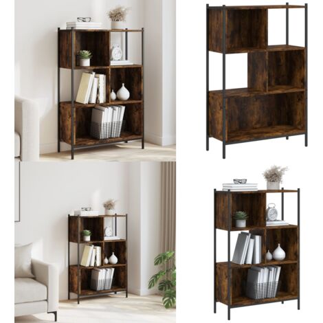 Libreria Rovere Fumo 72x28x109 cm in Legno Multistrato - Scaffale in legno - Libreria multistrato