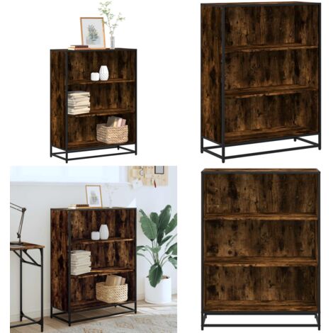 Libreria Rovere Fumo 80,5x35x107,5 cm in Legno Multistrato - Libreria moderna - Libreria in metallo