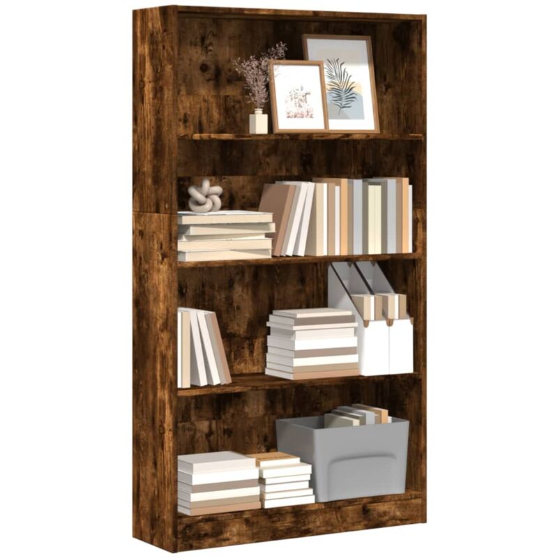 Libreria Rovere Fumo 80x24x143 cm in Legno Multistrato