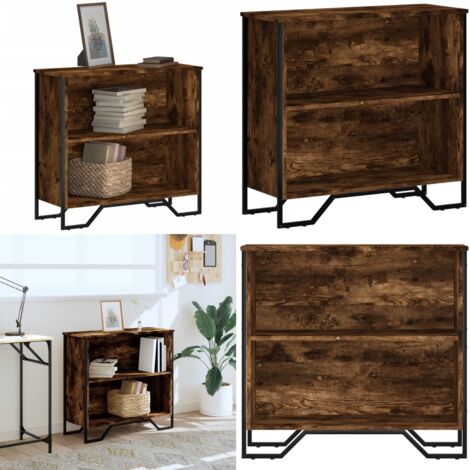 Libreria Rovere Fumo 80x31x74,5 cm in Truciolato - Libreria moderna - Libreria con piedini in metallo
