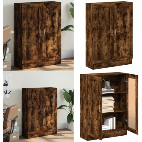 Libreria Rovere Fumo 82,5x30,5x115 cm in Legno Multistrato - Libreria con ante - Libreria per libri