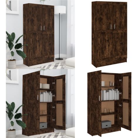 Libreria Rovere Fumo 82,5x30,5x150 cm in Legno Multistrato - Libreria multistrato - Libreria rovere fumo