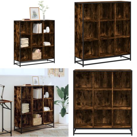 Libreria Rovere Fumo 97,5x33x107,5 cm Legno Multistrato&Metallo - Libreria in metallo - Armadio per libri