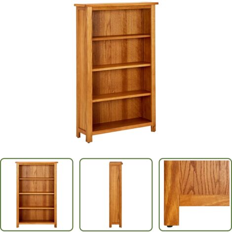 Libreria rovere -  Libreria a 4 Ripiani 70x22x110 cm in Legno Massello di Rovere