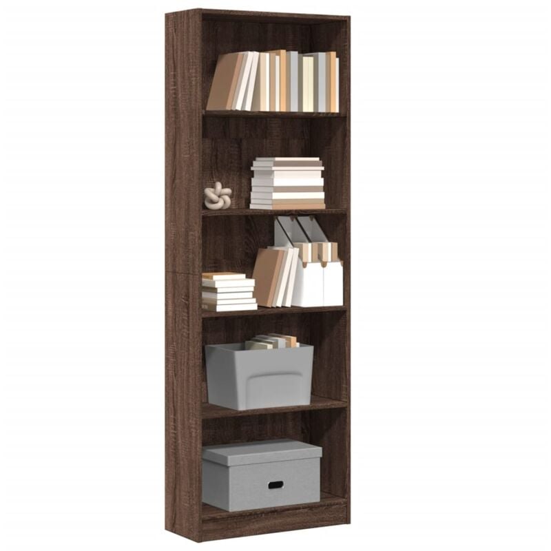 Libreria Rovere Marrone 60x24x176 cm in Legno Multistrato