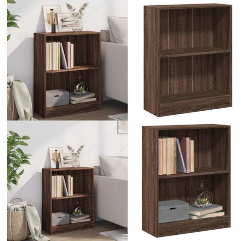 Libreria Rovere Marrone 60x24x76 cm in Legno Multistrato - Libreria a due livelli - Libreria rovere marrone