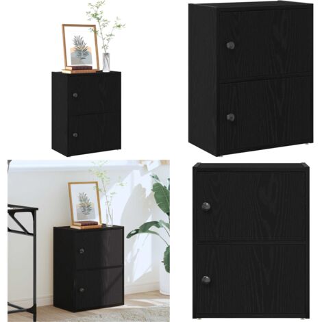 Libreria Rovere Nero 40x24x52 cm in Legno Multistrato - Armadio con ante - Archiviazione libri