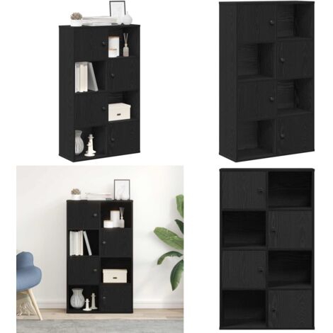 Libreria Rovere Nero 60x24x101,5 cm in Legno Multistrato - Armadio per libri - Libreria con porta
