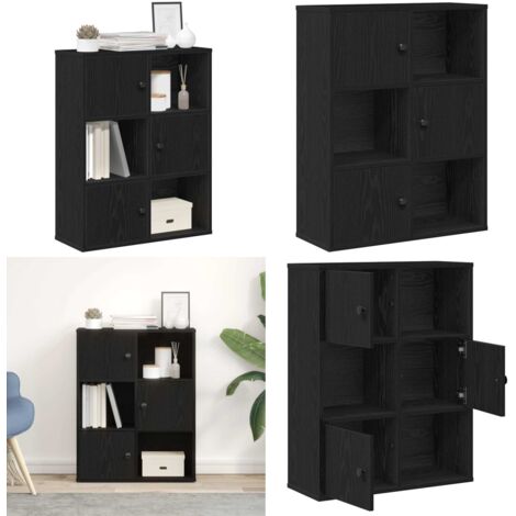 Libreria Rovere Nero 60x24x76,5 cm in Legno Multistrato - Armadio per libri - Libreria multistrato