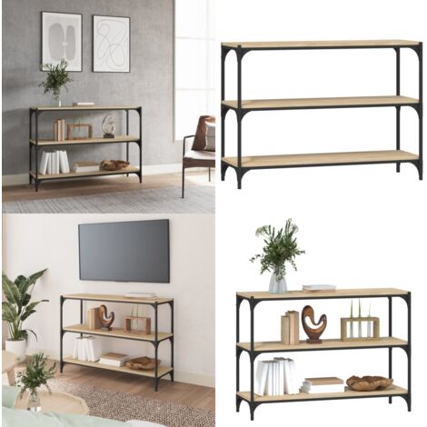 Libreria Rovere Sonoma 100x33x70,5cm Legno Multistrato Acciaio - Scaffale in acciaio - Libreria industriale