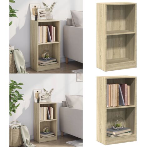Libreria Rovere Sonoma 40x24x75 cm in Legno Multistrato - Libreria rovere sonoma - Libreria a due livelli