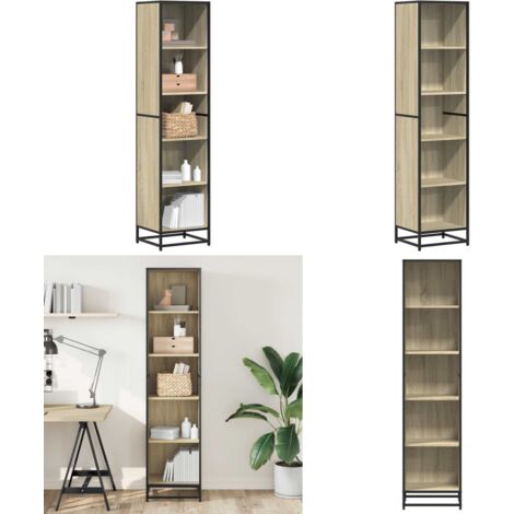 Libreria Rovere Sonoma 40x35x170,5 cm in Legno Multistrato - Libreria moderna - Libreria con ripiani