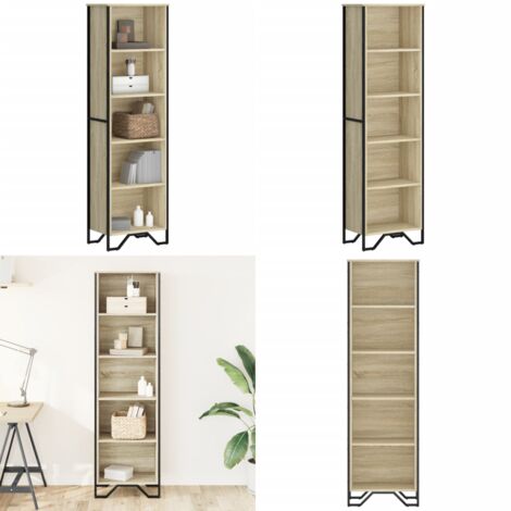 Libreria Rovere Sonoma 50x31x169 cm in Legno Multistrato - Libreria moderna - Libreria con scomparti