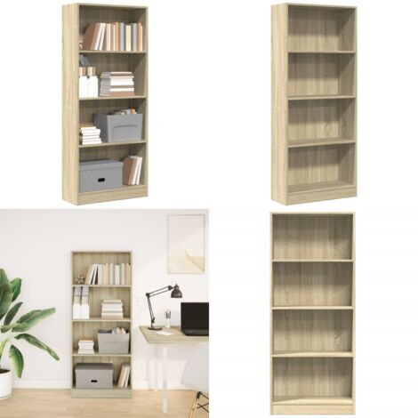 Libreria Rovere Sonoma 60x24x143 cm in Legno Multistrato - Libreria multistrato - Libreria in truciolato