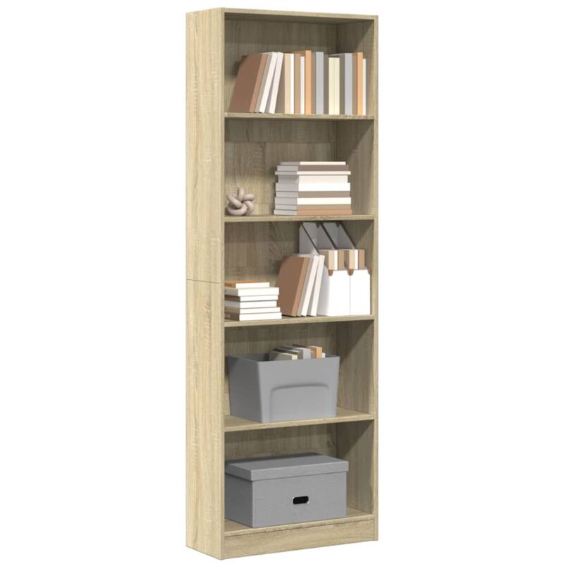 Libreria Rovere Sonoma 60x24x176 cm in Legno Multistrato