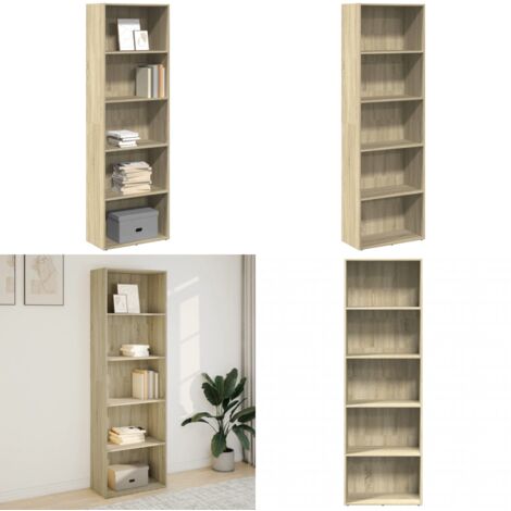 Libreria Rovere Sonoma 60x30x189 cm in Legno Multistrato - Libreria multistrato - Libreria in truciolato