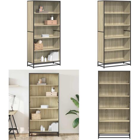 Libreria Rovere Sonoma 80,5x35x170,5 cm in Truciolato - Libreria moderna - Libreria in legno