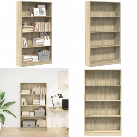 Libreria Rovere Sonoma 80x24x143 cm in Legno Multistrato - Libreria multistrato - Libreria in truciolato