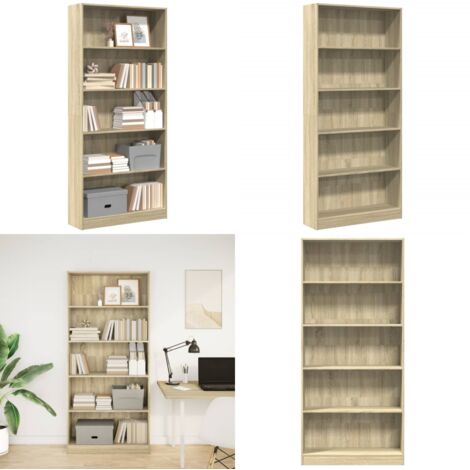 Libreria Rovere Sonoma 80x24x176 cm Legno ingegnerizzato - Libreria in legno - Libreria per casa