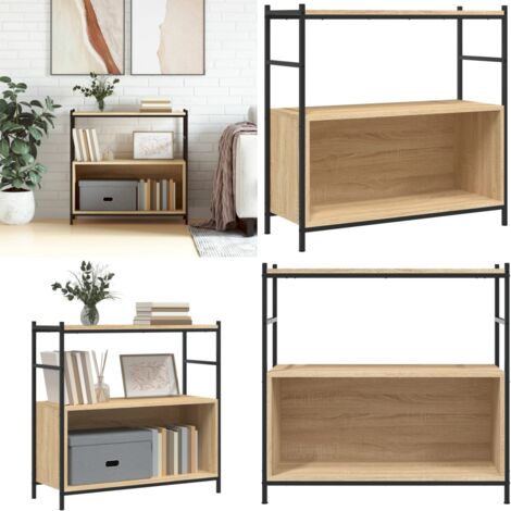 Libreria Rovere Sonoma 80x30x78,5 cm Legno Multistrato e Ferro - Libreria in metallo - Libreria industriale