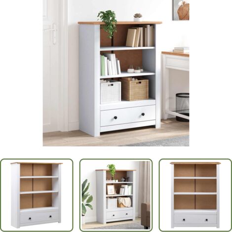 Libreria rustica -  Libreria Bianca 80x35x110 cm in Pino Massello Panama Range