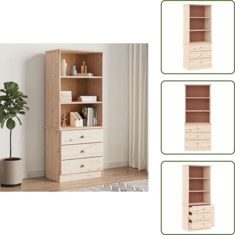 Libreria rustica - vidaXL Libreria con Cassetti ALTA 60x35x142 cm Legno Massello di Pino - Mobile portaoggetti