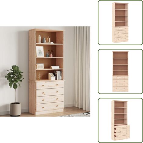 Libreria rustica - vidaXL Libreria con Cassetti ALTA 77x35x186,5cm Legno Massello di Pino - Mobile portaoggetti