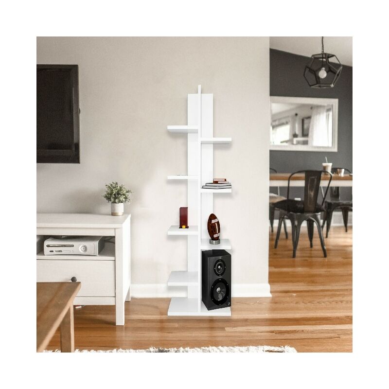 

Libreria Sarmasik - Estante, Armario de Pared - con Estantes - Para la Sala de Estar, la Oficina - Blanco en Madera, 45 x 21,7 x 120,8 cm