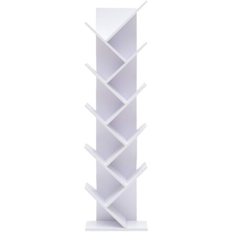 Libreria Scaffale 10 Ripiani Legno Bianco Stile Moderno Urban 160x44,5x22
