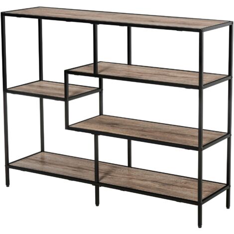 Libreria Scaffale 5 Ripiani 120x32x95 cm in Legno e Metallo  Nero