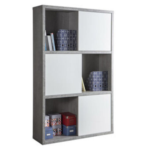 LIBRERIA SCAFFALE ARCHIVIO CON RIPIANI A VISTA SPORTELLI 35,5X120X194,5H CEMENTO