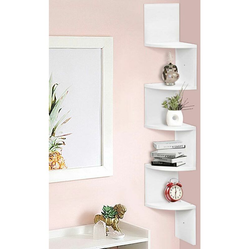 Libreria Scaffale Mensole Parete Angolare Moderna 5 Ripiani Libreria Scaffale Mensole Parete Angolare Moderna 5 Ripiani