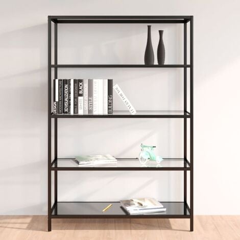 Scaffale da Parete (LxPxA) 130x18x110 cm Libreria Pensile con Ripiani su 3  Livelli, Struttura in Ferro Forma Rettangolare - Nero