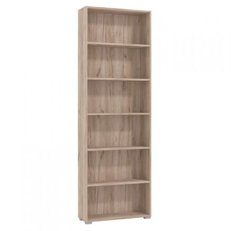 libreria sei ripiani moderno minimal in legno cm 70 x 24,5 x 211,5 h - MADDI - Colore: Rovere grigio
