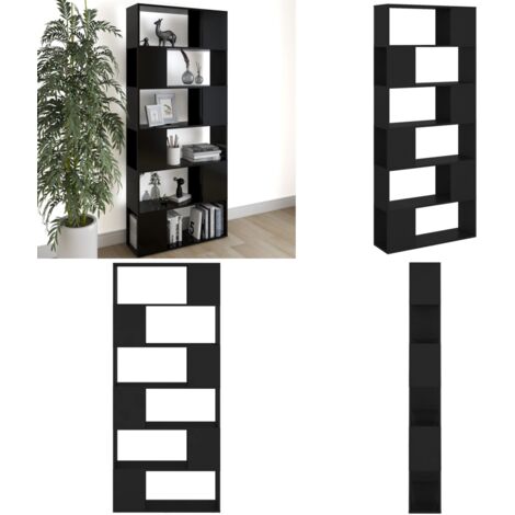 Librería separador madera contrachapada negro 80x24x186 cm - Estantería de madera - Separador de ambientes