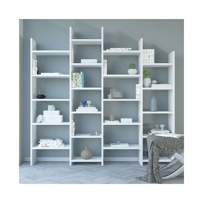 

Libreria Skyler - Estanteria para libros - con estantes - Pared, Oficina, Salon - Blanco en Aglomerado de melamina, 200 x 30 x 192 cm