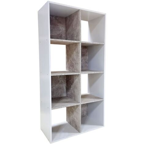 Libreria Soggiorno 8 Vani 60x30x120 cm in Truciolare Bianco e Cemento