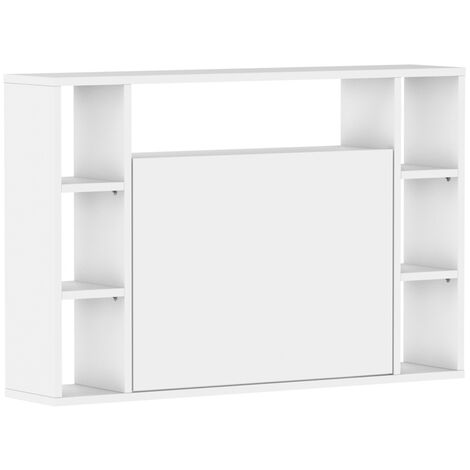 Libreria sospesa scrivania pieghevole MUSE rovere bordeaux / bianco lucido