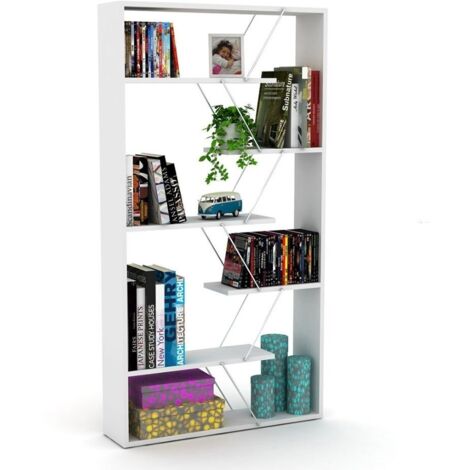 Libreria Tars bianca 84x24x157H cm