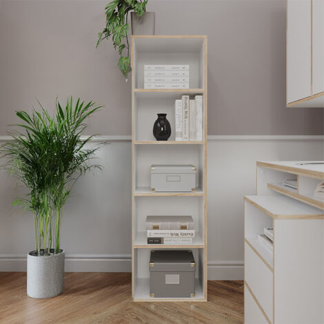 Libreria Tetrix, Bianco, 40 x 140 cm con 5 scomparti, Vicco