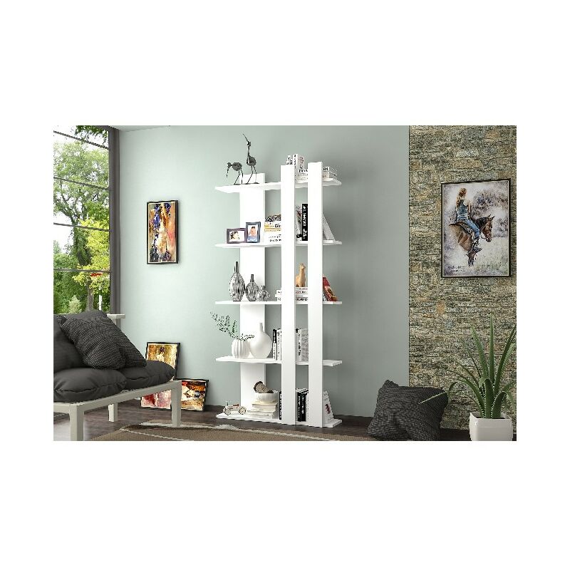 

Libreria Tiny - Estanteria para Libros, Mueble de Pared con Compartimientos para Salon, Oficina - Blanco, in Aglomerado Melaminico , 90x22x180 cm