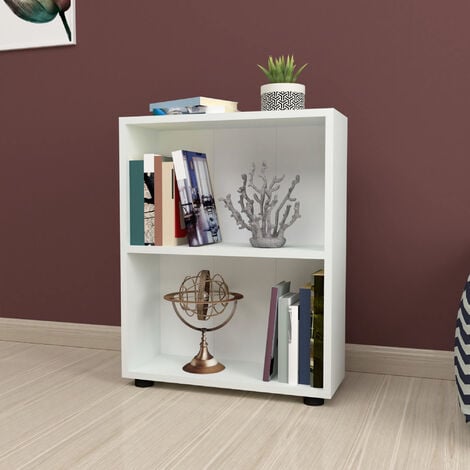 Libreria 'Vara' Altezza: 72 cm Scaffale a Terra con 2 Scomparti Aperti - Bianco [en.casa]