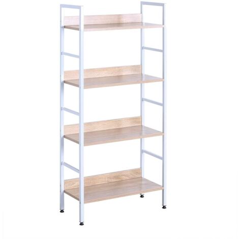 Librería vertical de metal roble claro blanco 190000396