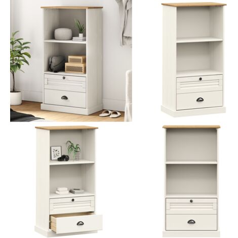 Libreria VIGO 60x35x114,5 cm in Legno Massello di Pino Bianco - Libreria in pino - Libreria rustica