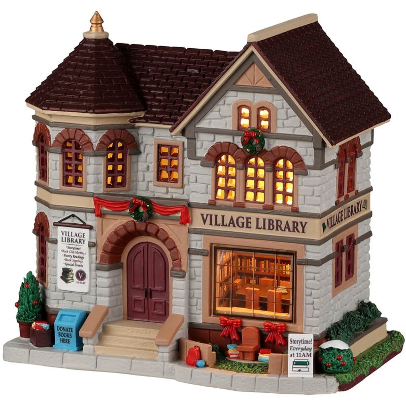 Village Library b/o Led - Bibliothèque villageoise led b/o pour village de Noël - Lemax