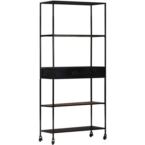 Scaffale per Libri 80x30x180 cm Acciaio e Legno Multistrato