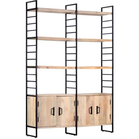 Libreria - Scaffale Portaoggetti 80x35x180 cm in Legno di Mango Grezzo e  Ferro -97854