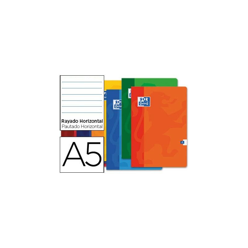 

Libreta escolar oxford 48 h din a5 rayado horizontal colores surtidos (pack de 10 uds.)